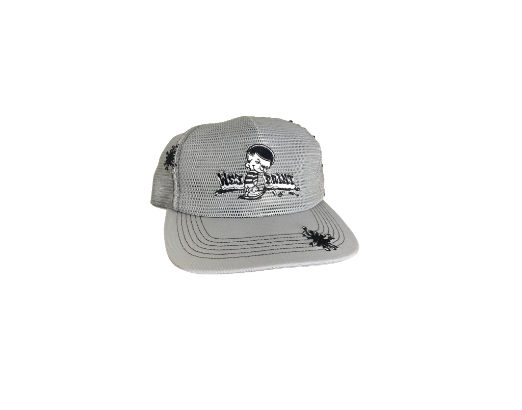 Grey mesh cap, product photo without caution sign