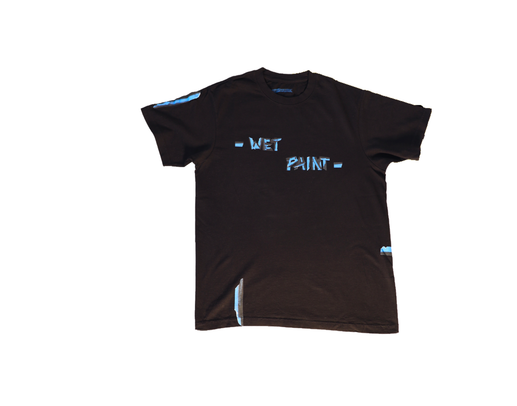 Black Wet Paint T-shirt, product photo without caution sign
