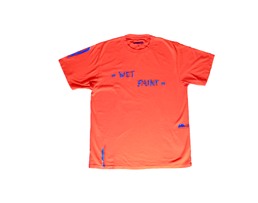 Coral Wet Paint T-shirt, product photo without caution sign