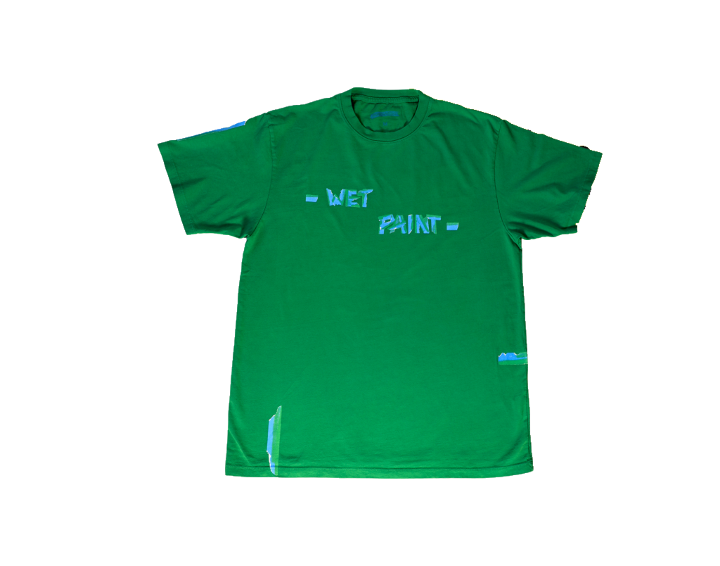 Green Wet Paint T-shirt, product photo without caution sign